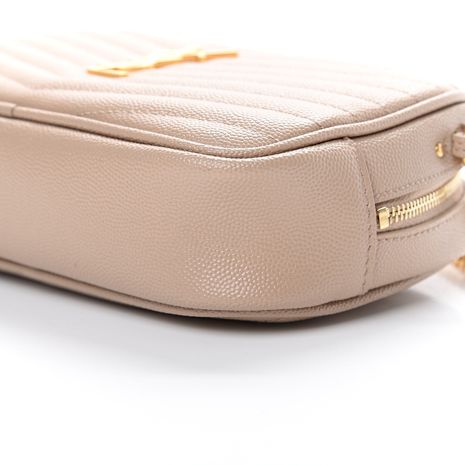 Saint Laurent Grain De Poudre Matelasse Monogram Mini Lou Camera Bag Dark Beige 9 of 10