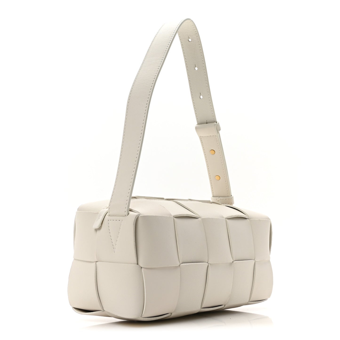 Lambskin Maxi Intrecciato Small Brick Cassette Bag White