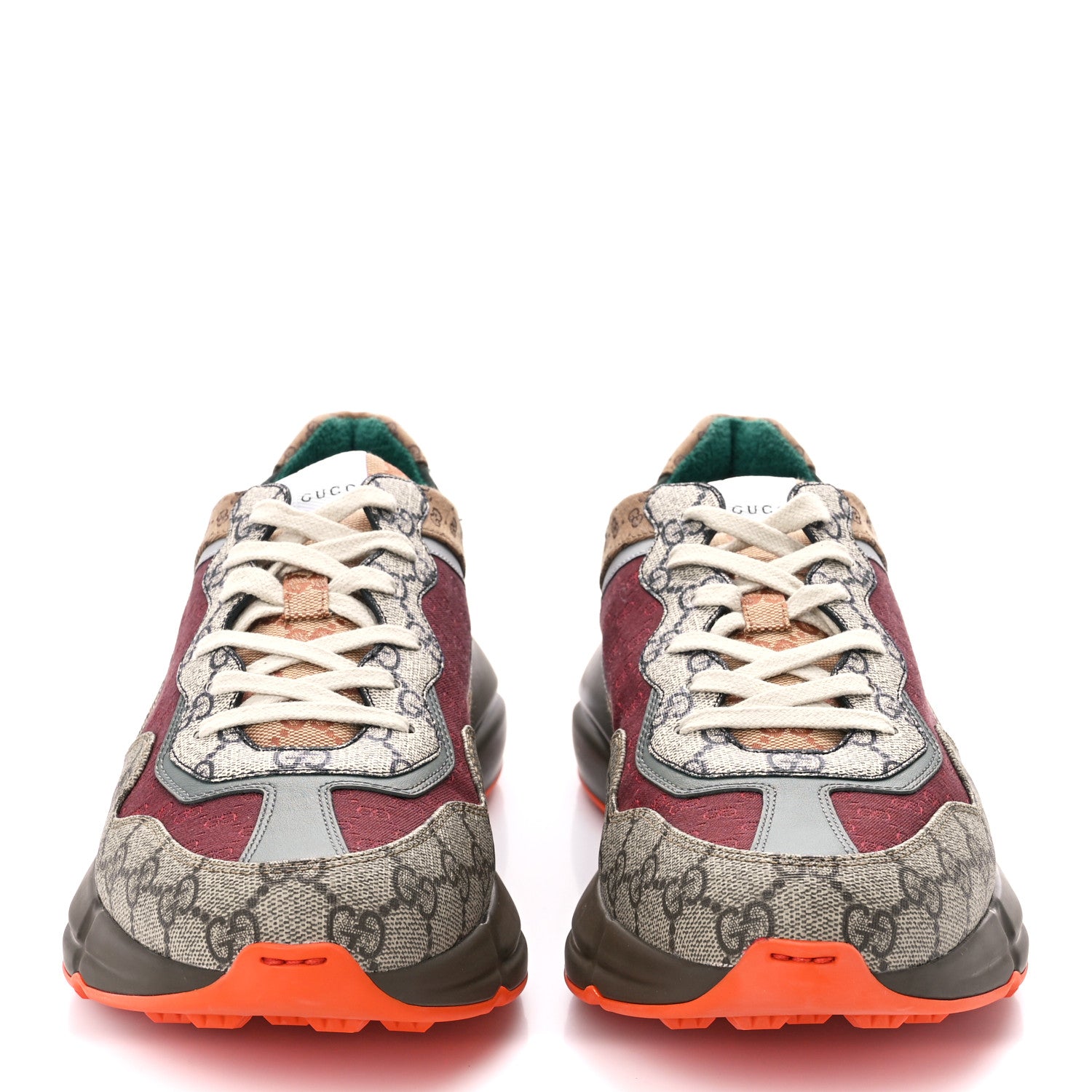 Gucci GG Supreme Monogram Mix Monogram Mens Rhyton Sneakers 11 Bordeaux Beige Ebony 2 of 7