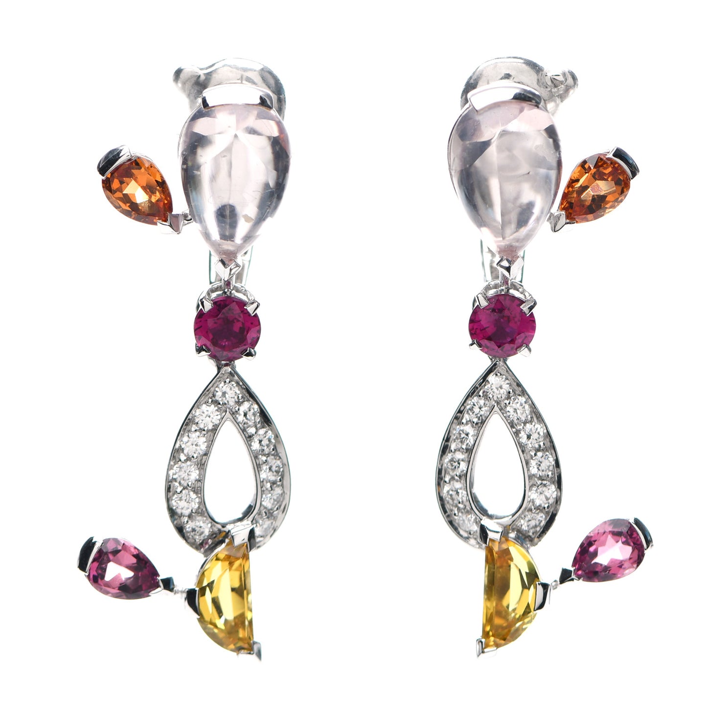 18K White Gold Diamond Multi Gemstone Delices de Sorbet Earrings