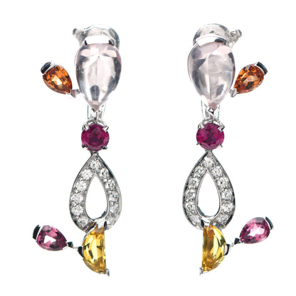 Cartier 18K White Gold Diamond Multi Gemstone Delices de Sorbet Earrings 1 of 4