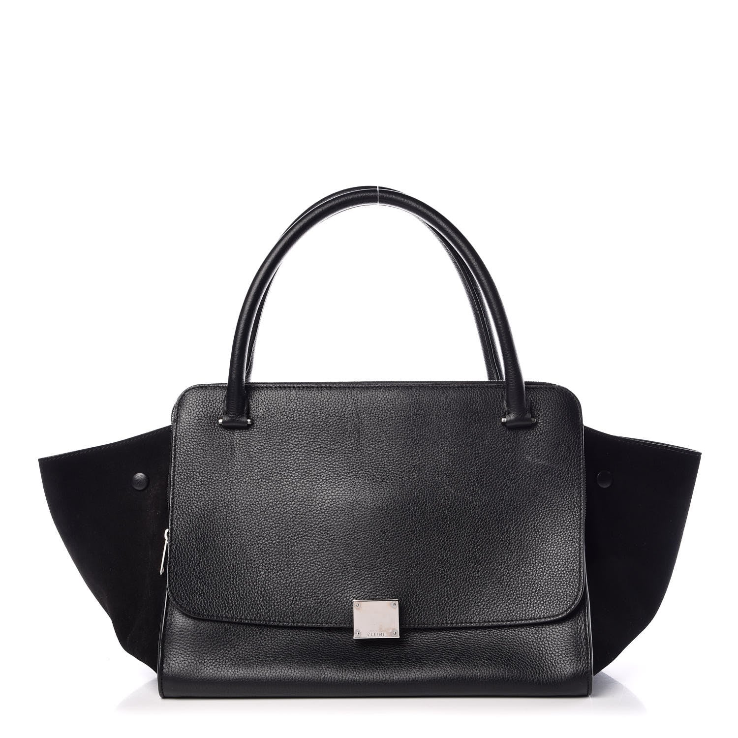 Celine Drummed Calfskin Suede Double Zip Trapeze Black 1 of 23