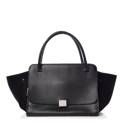 Celine Drummed Calfskin Suede Double Zip Trapeze Black 1 of 23