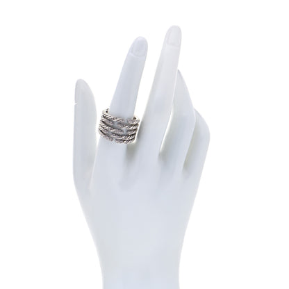 David Yurman Sterling Silver Diamond Willow Five Row Ring 57 8 2 of 5