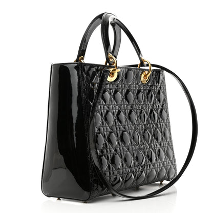 Christian Dior Patent Cannage Large Lady Dior Black 3 of 15