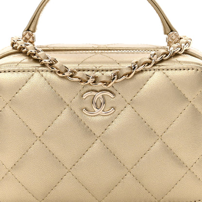 Chanel Metallic Lambskin Quilted Small Top Handle Vanity Case Gold 9 of 11