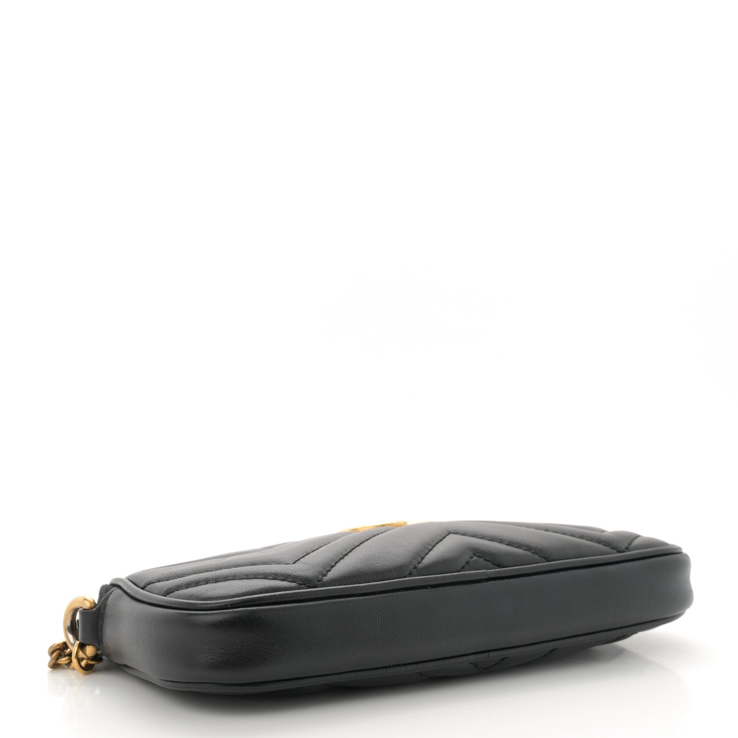 Gucci Calfskin Matelasse Mini GG Marmont Chain Crossbody Bag Black 4 of 12
