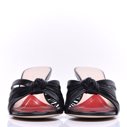 Gucci Nappa Crawford Knot Mid Heel Slide Sandals 37 Black 2 of 10