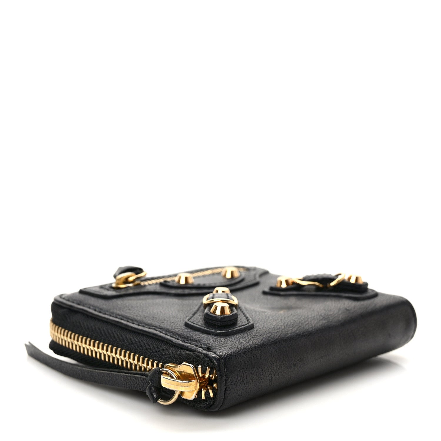 Balenciaga Agneau Classic Gold Hardware Compact Wallet Black 4 of 7