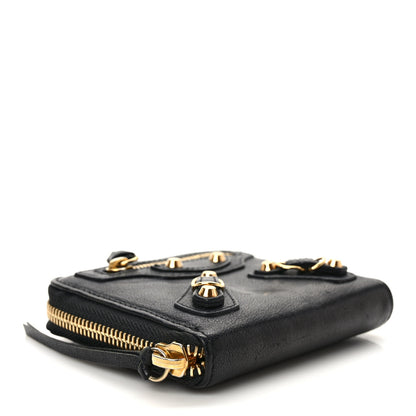 Balenciaga Agneau Classic Gold Hardware Compact Wallet Black 4 of 7