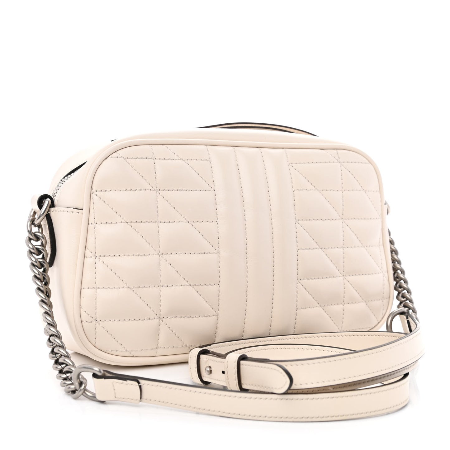 Calfskin Matelasse Aria Small GG Marmont Chain Shoulder Bag Mystic White