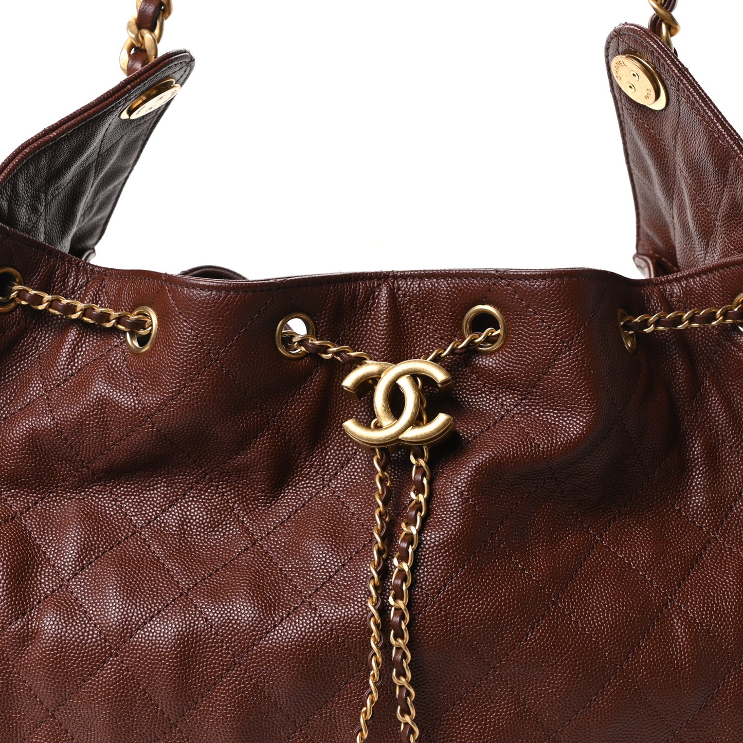 Caviar Quilted Medium Chanel 25 Handbag Dark Brown