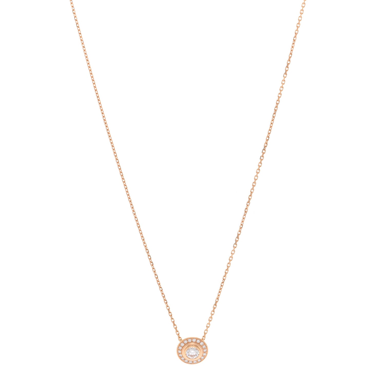 Cartier 18K Pink Gold Diamond .19ct D'Amour Pave Necklace 1 of 5