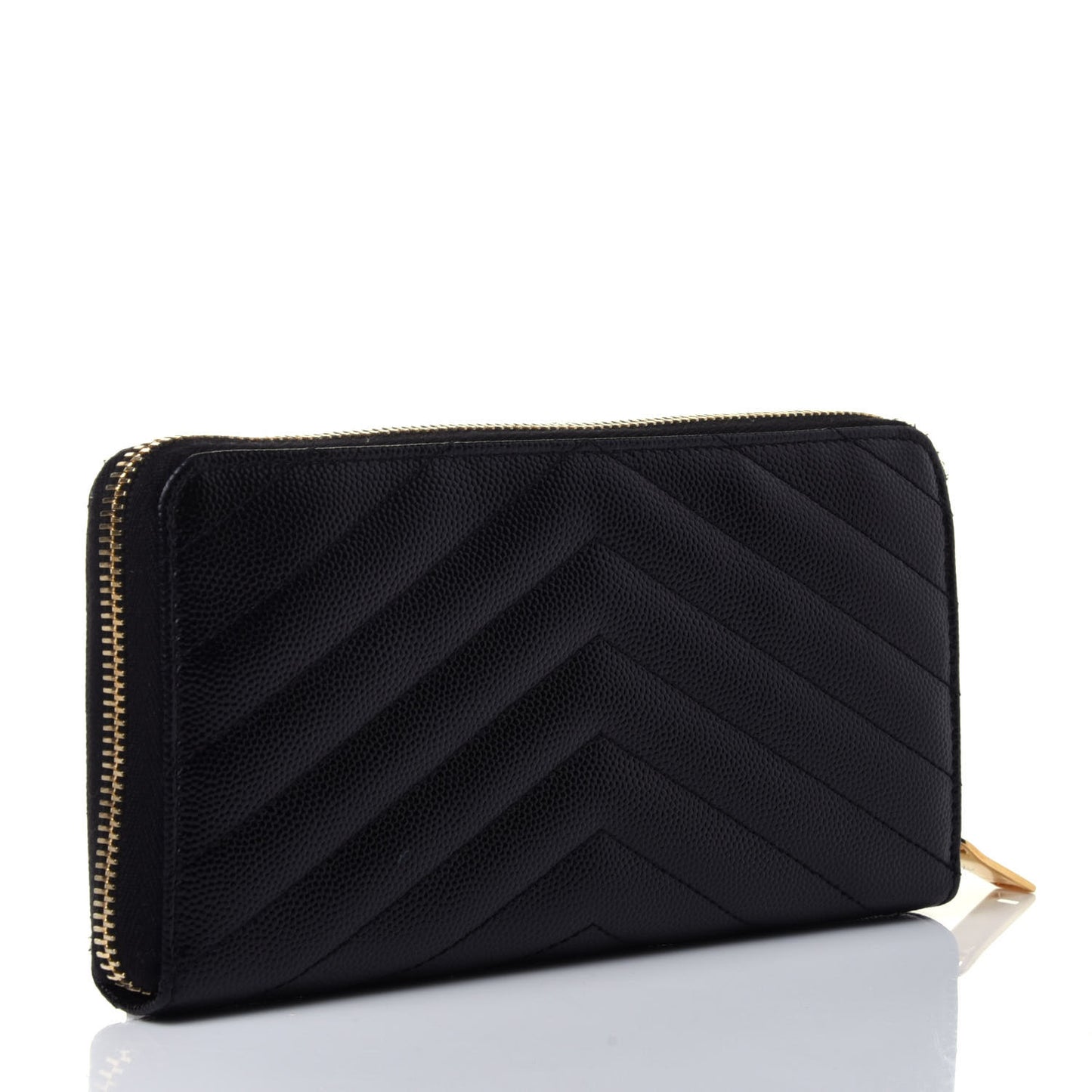 Grain De Poudre Matelasse Chevron Monogram Zip Around Wallet Black