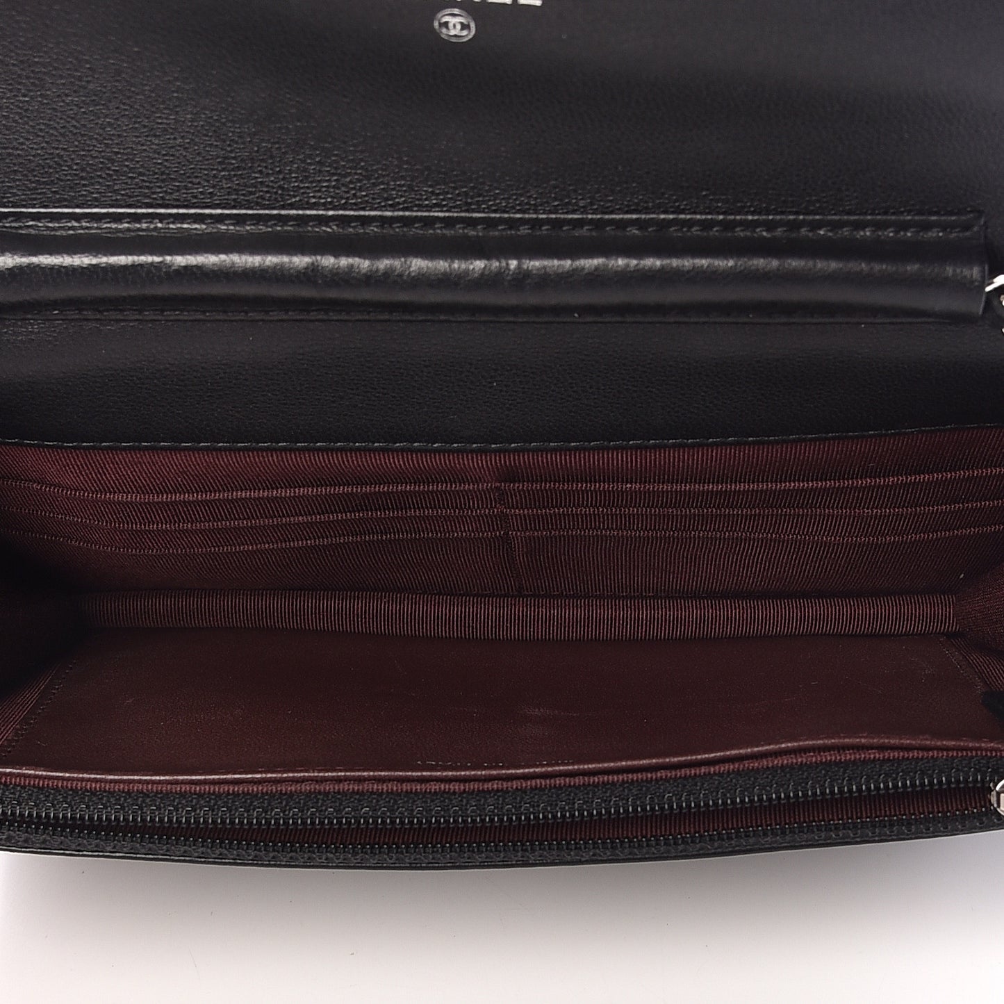 Lambskin Quilted Wallet On Chain WOC Black