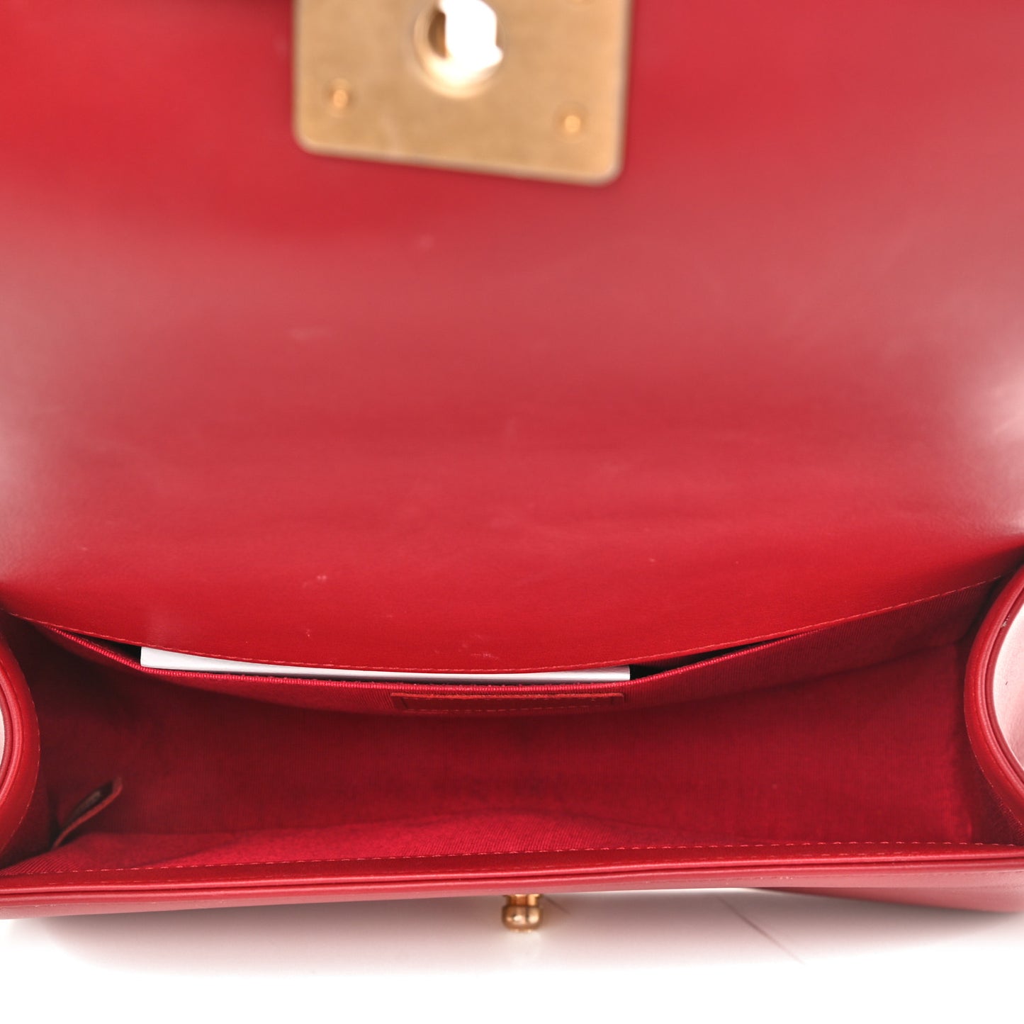 Calfskin Quilted Medium Boy Flap Red