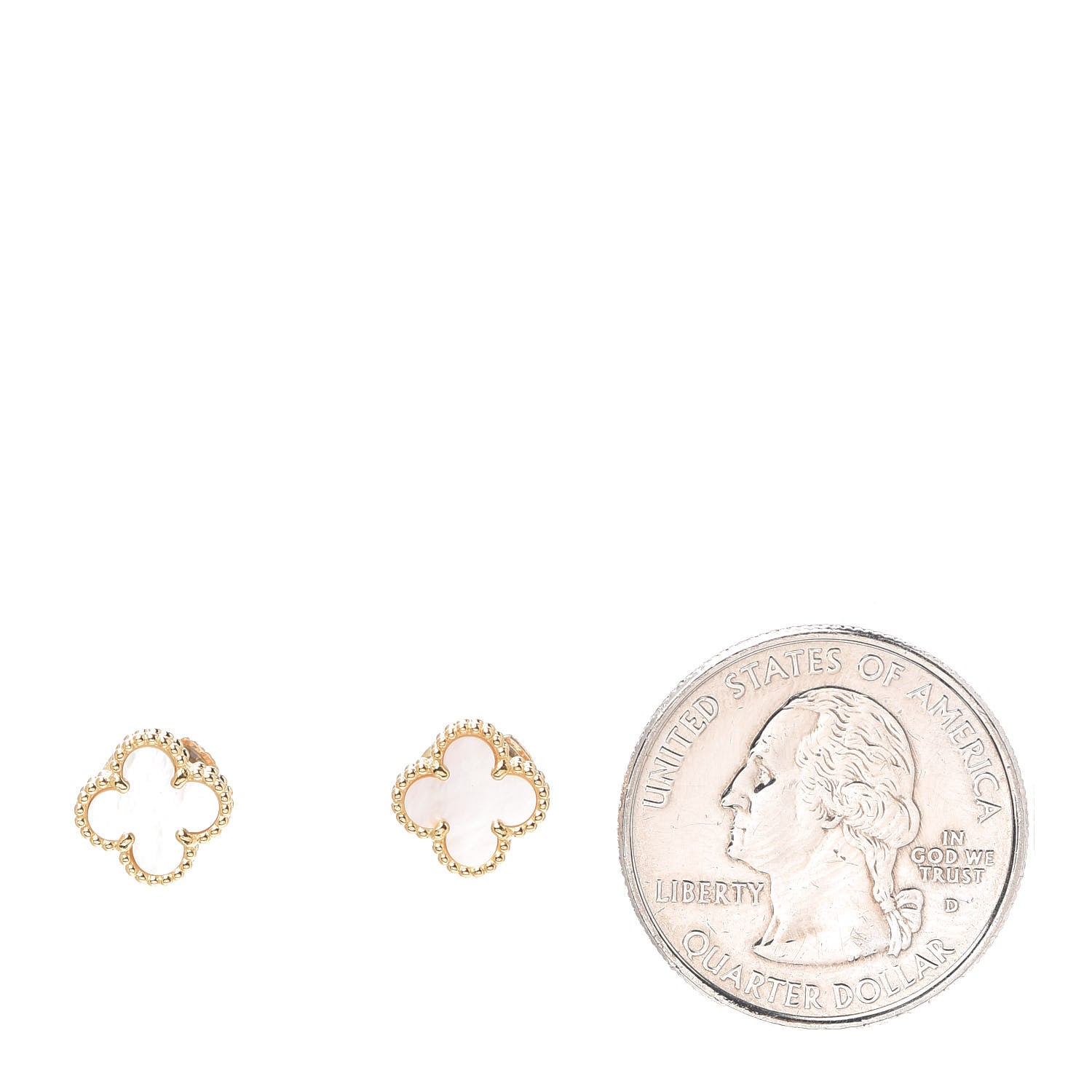 Van Cleef & Arpels 18K Yellow Gold Mother of Pearl Sweet Alhambra Earrings 2 of 6