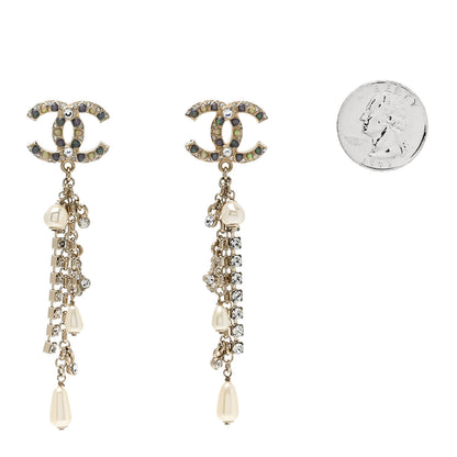 Chanel Crystal Pearl CC Chain Drop Earrings Multicolor 2 of 5