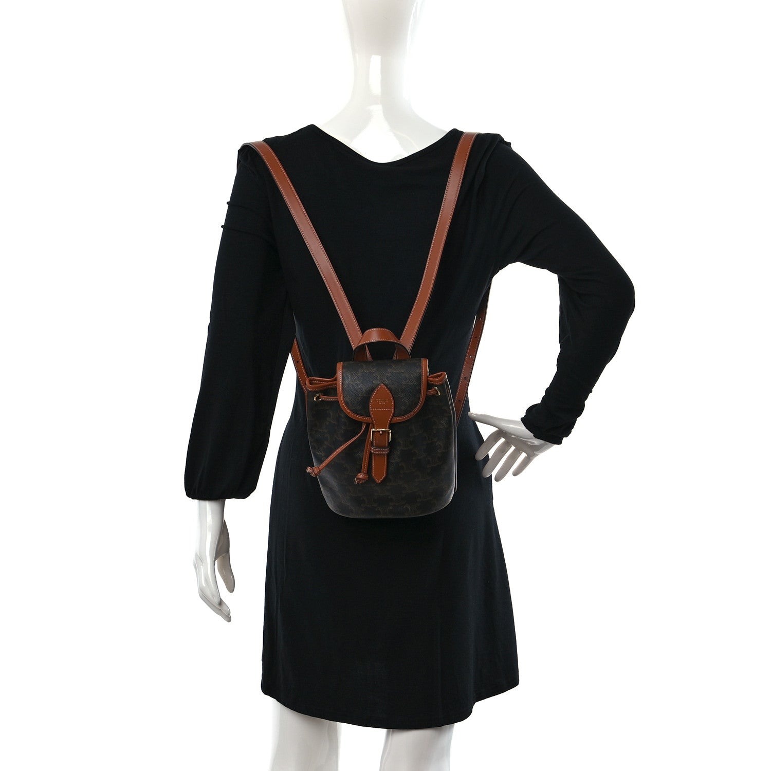 Celine Triomphe Canvas Calfskin Mini Folco Backpack Tan 2 of 10