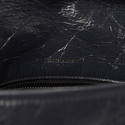 Saint Laurent Crinkled Calfskin Matelasse Monogram Medium Niki Chain Satchel Deep Marine 8 of 12