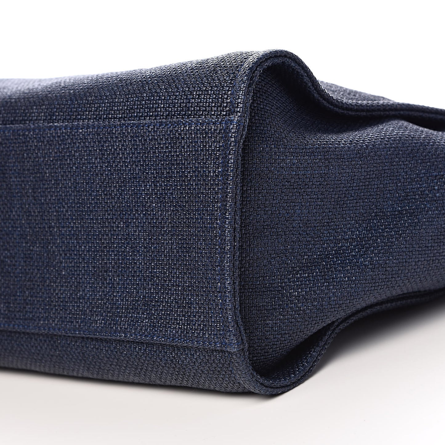 Woven Straw Raffia Large Deauville Tote Dark Blue