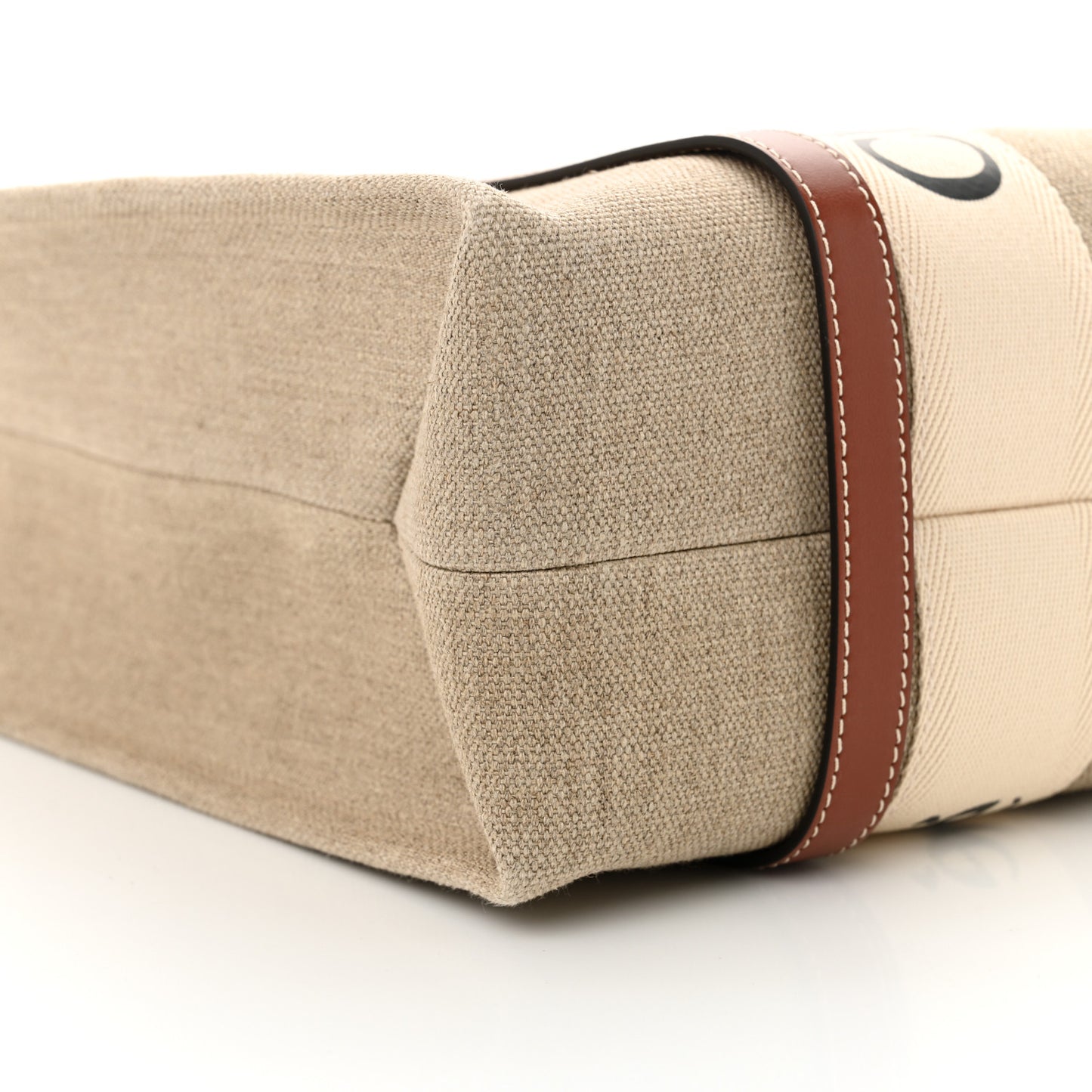 Cotton Calfskin Medium Woody Ribbon Tote White Brown