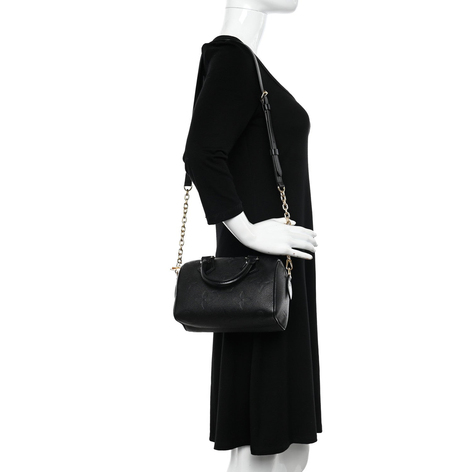 Louis Vuitton Empreinte Monogram Giant Speedy Bandouliere 20 Black 2 of 10