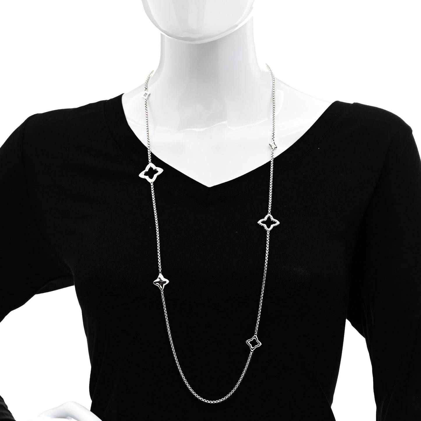 Sterling Silver 25mm Quatrefoil Chain Necklace