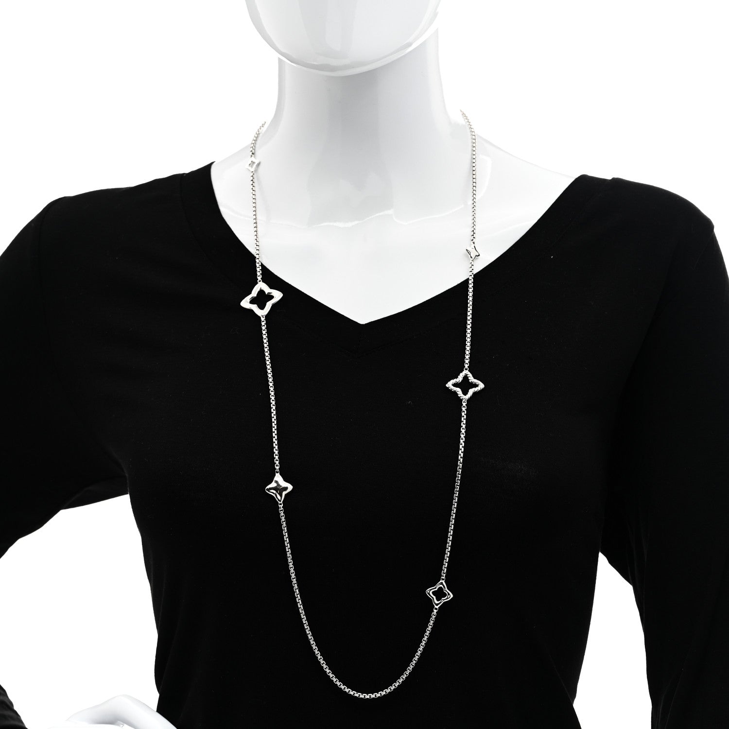 David Yurman Sterling Silver 25mm Quatrefoil Chain Necklace 2 of 4
