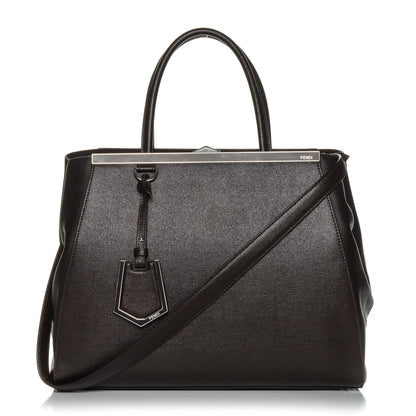 Fendi Vitello Elite Regular 2Jours Tote Caffe Noir 8 of 14