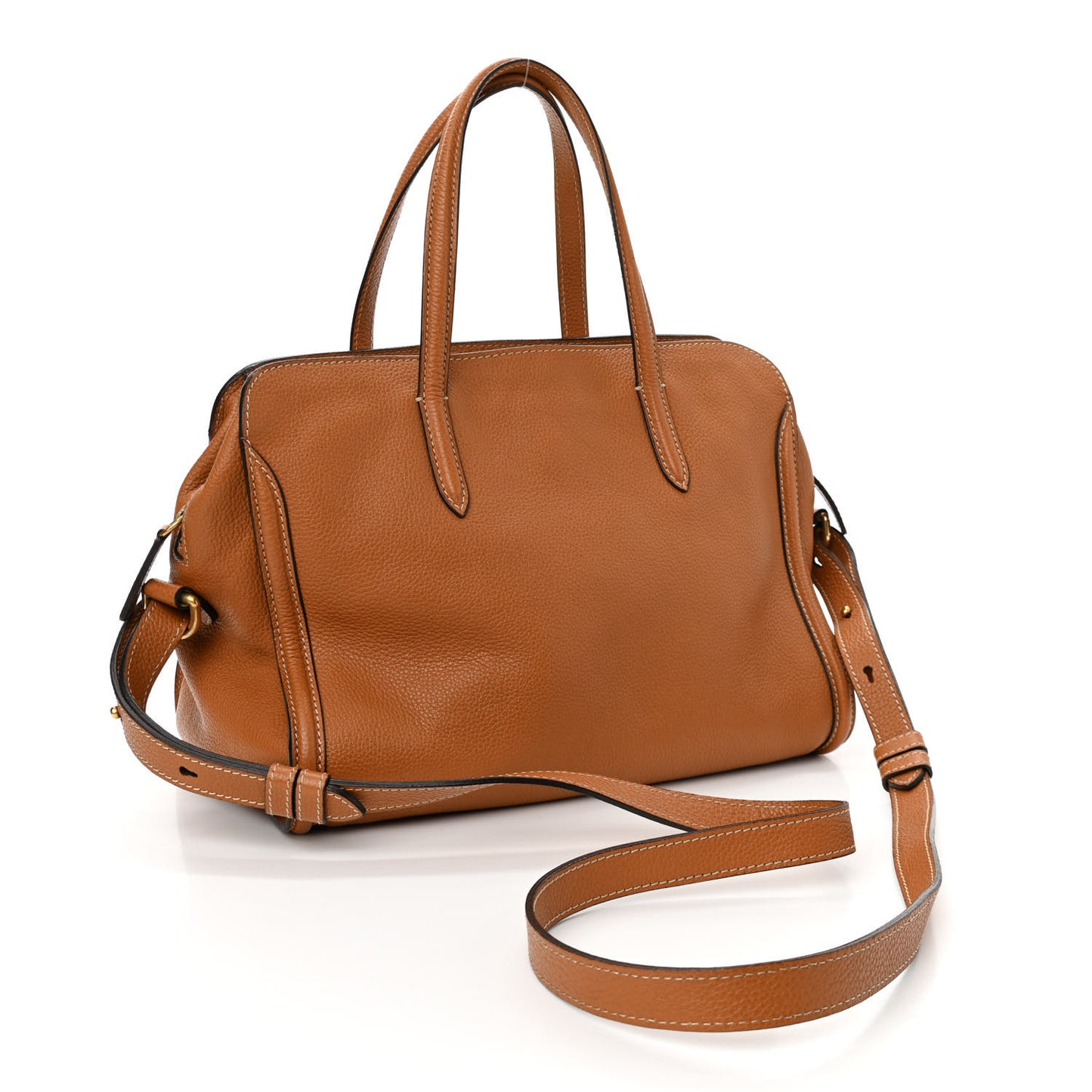 Pebbled Calfskin Small Skull Padlock Zip Around Tote Camel