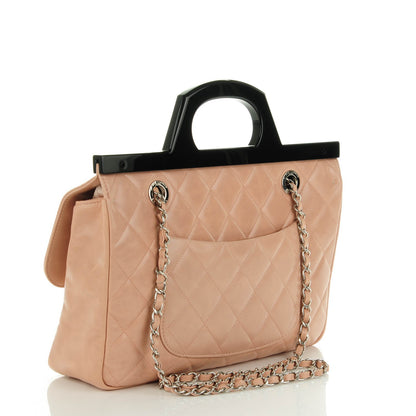 Chanel Glazed Calfskin Quilted Small CC Delivery Tote Light Pink 3 of 8