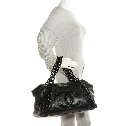 Chanel Calfskin Modern Chain Rhodoid East West Tote Black 2 of 7