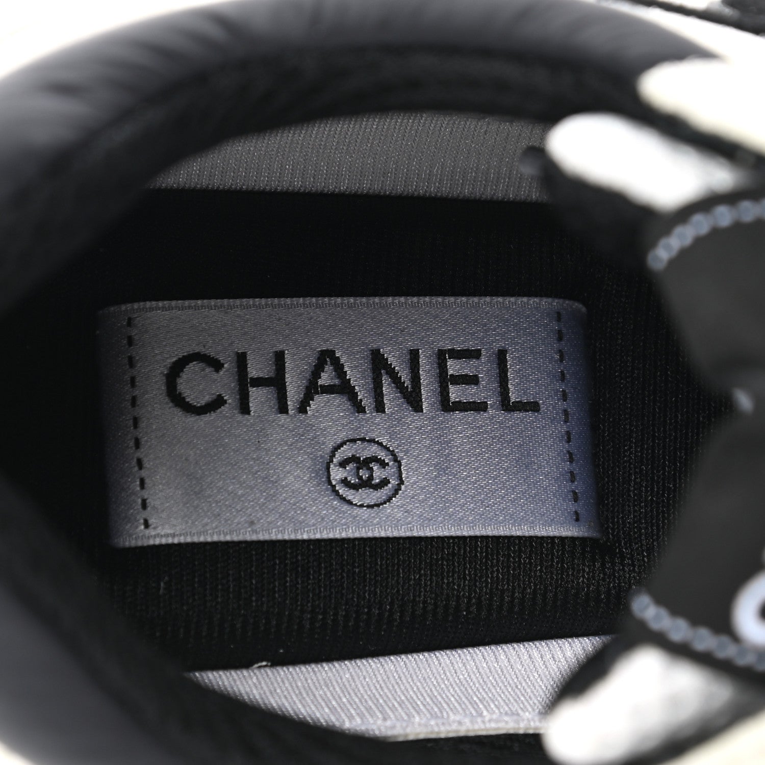 Chanel Mesh Suede Calfskin Grained Calfskin Womens CC Sneakers 37.5 White Black 6 of 8