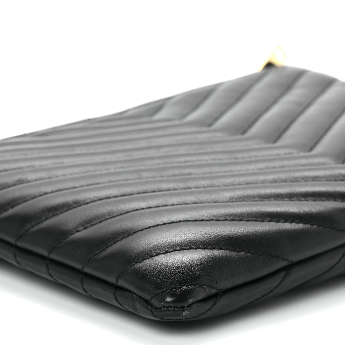 Calfskin Matelasse Chevron Monogram A5 Wristlet Black