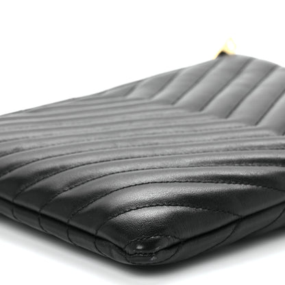 Saint Laurent Calfskin Matelasse Chevron Monogram A5 Wristlet Black 9 of 11