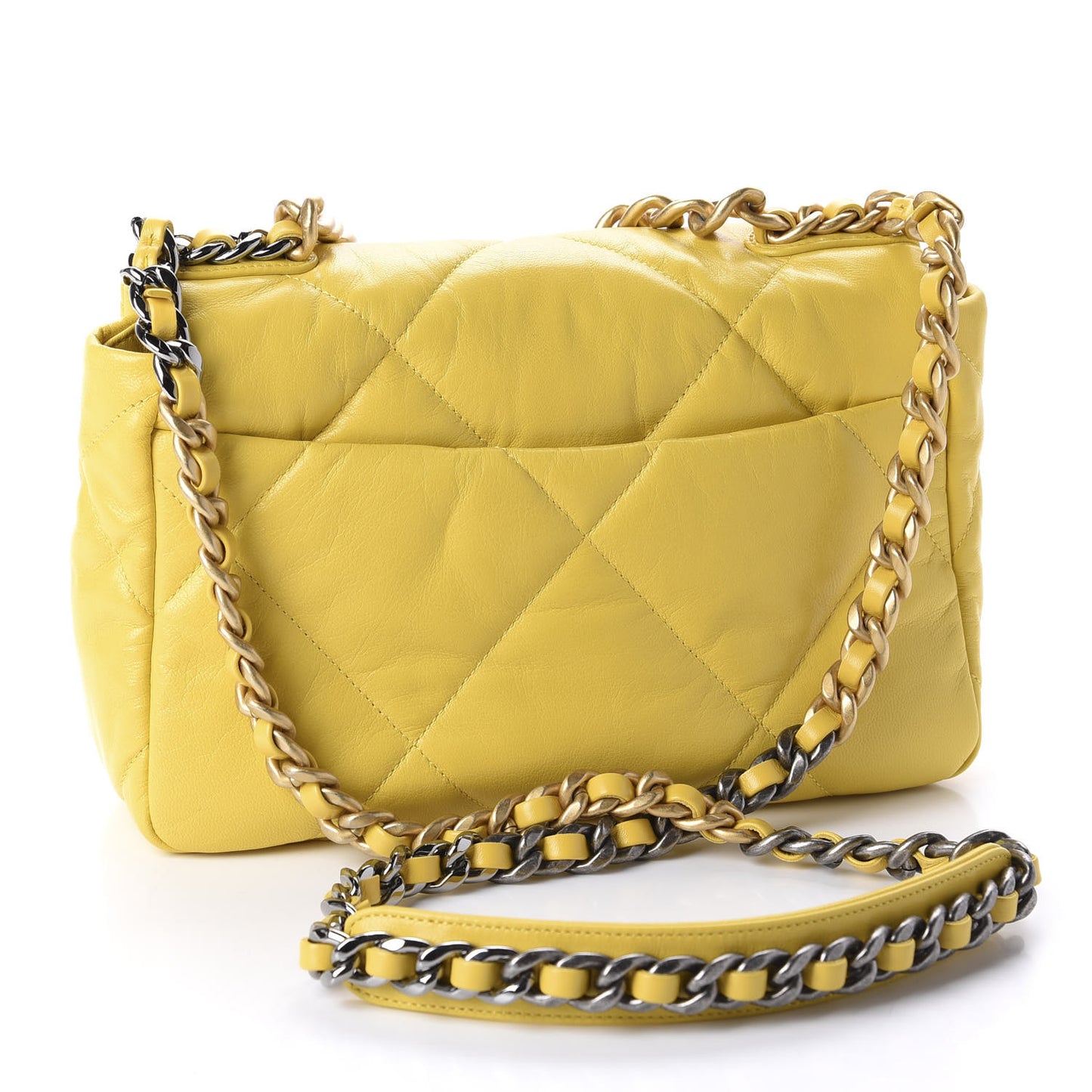 Lambskin Quilted Medium 19 Flap Yellow
