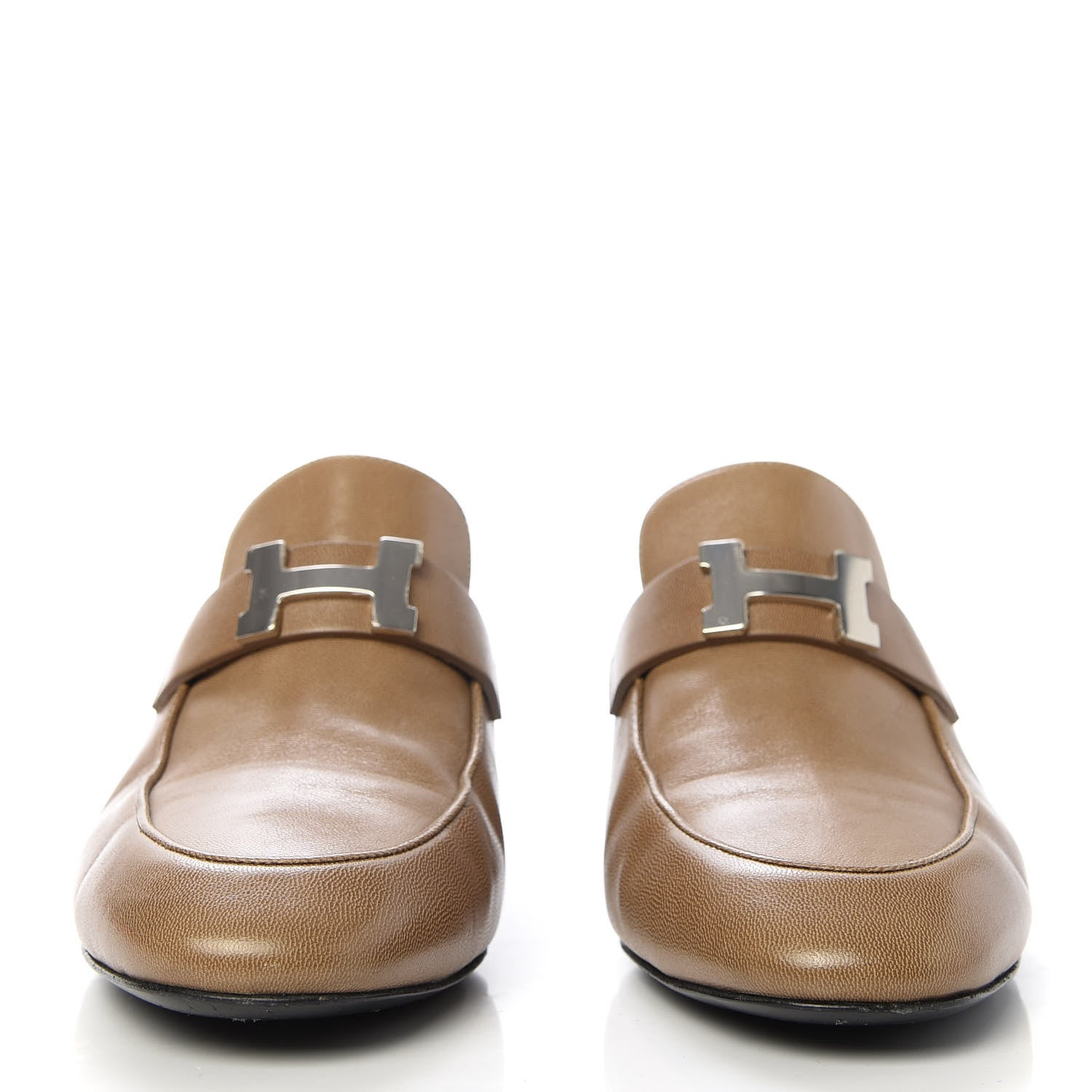 Hermes Goatskin Paradis Mules 38.5 Taupe 2 of 10