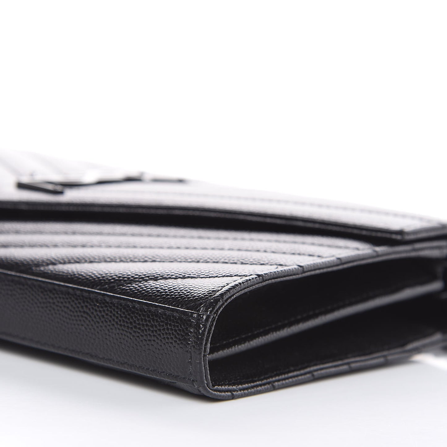 Grain De Poudre Matelasse Chevron Monogram Chain Wallet Black