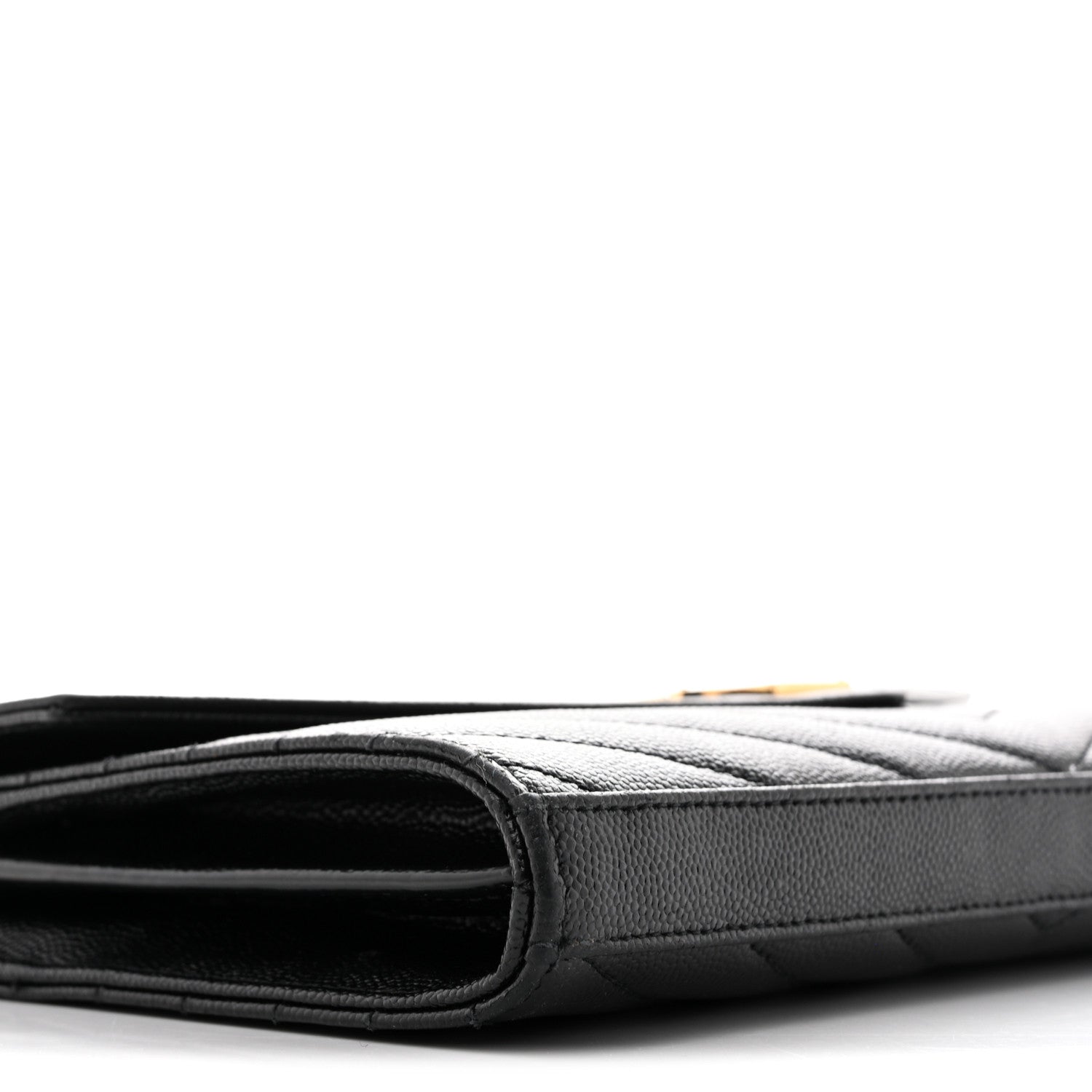 Saint Laurent Grain De Poudre Matelasse Chevron Monogram Chain Wallet Black 7 of 11