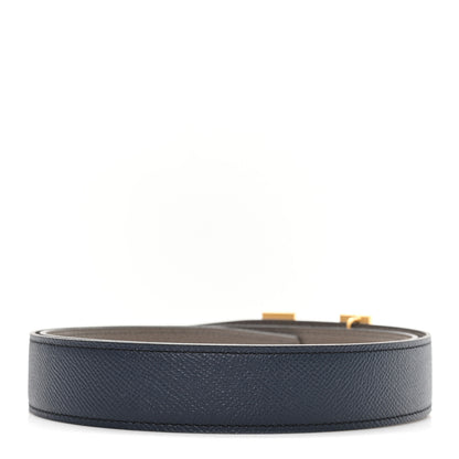 Hermes Epsom 32mm Guilloche H Belt 90 36 Bleu Obscur Etain 2 of 5