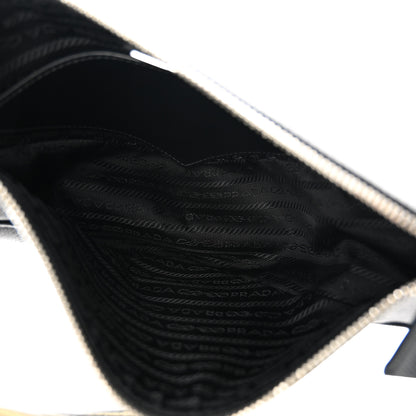 Prada Saffiano Cuir Triangle Logo Embossed Triangle Shoulder Bag Black 5 of 13