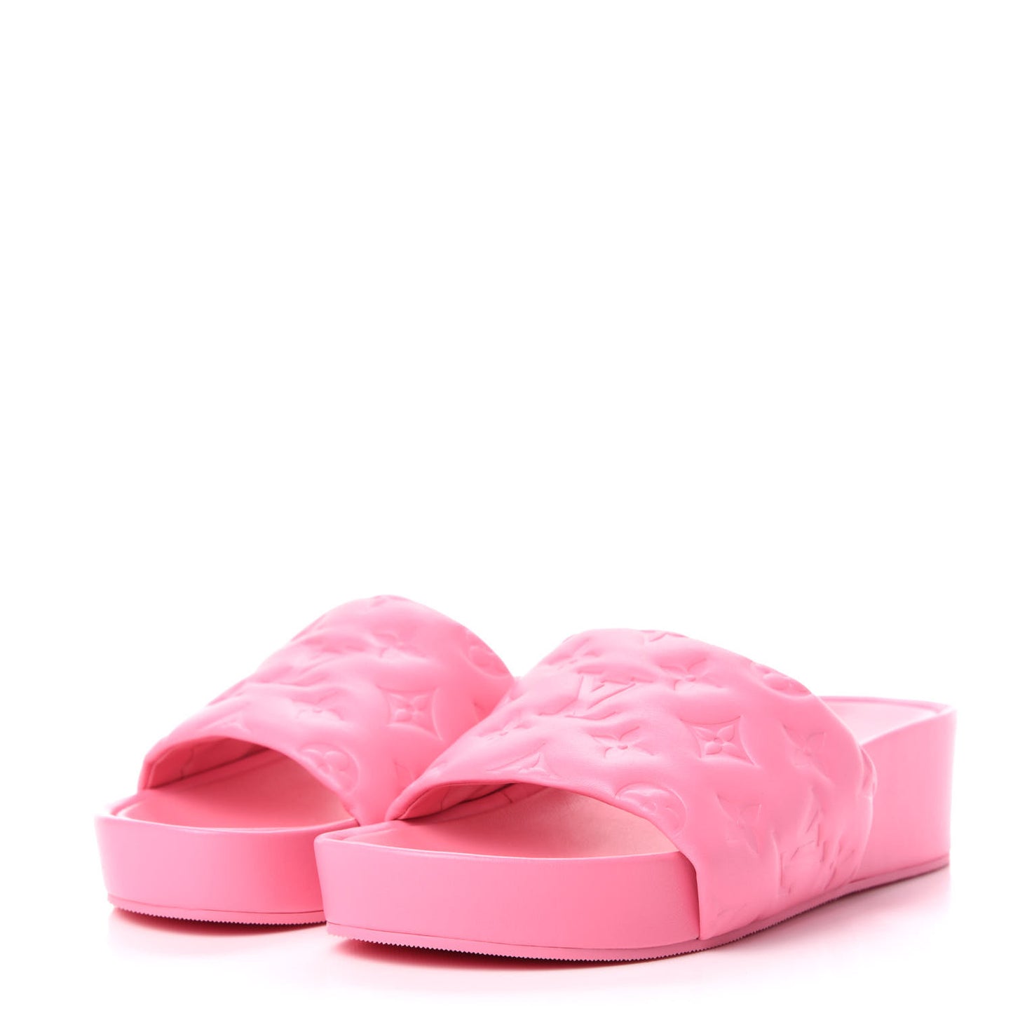 Lambskin Embossed Monogram Jumbo Flatform Mule Sandals 36.5 Rose Pop