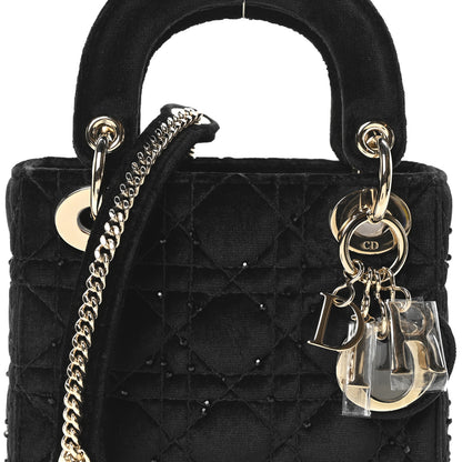 Christian Dior Velvet Beaded Mini Lady Dior Black 7 of 9