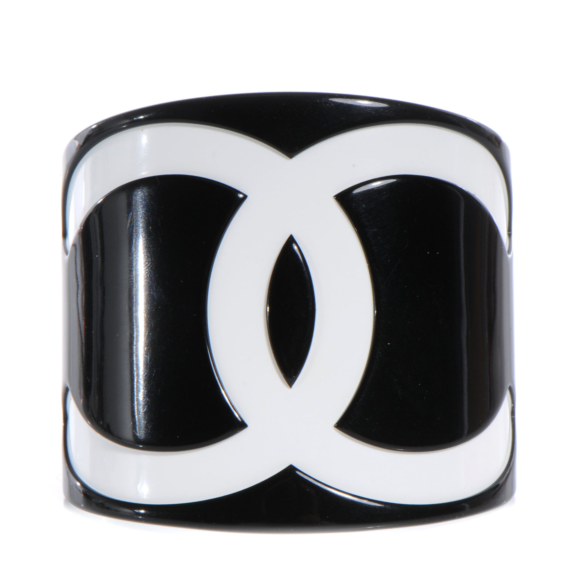 Chanel Resin CC Cuff Black White 1 of 4