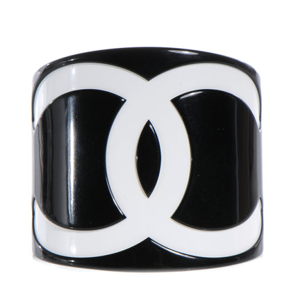 Chanel Resin CC Cuff Black White 1 of 4