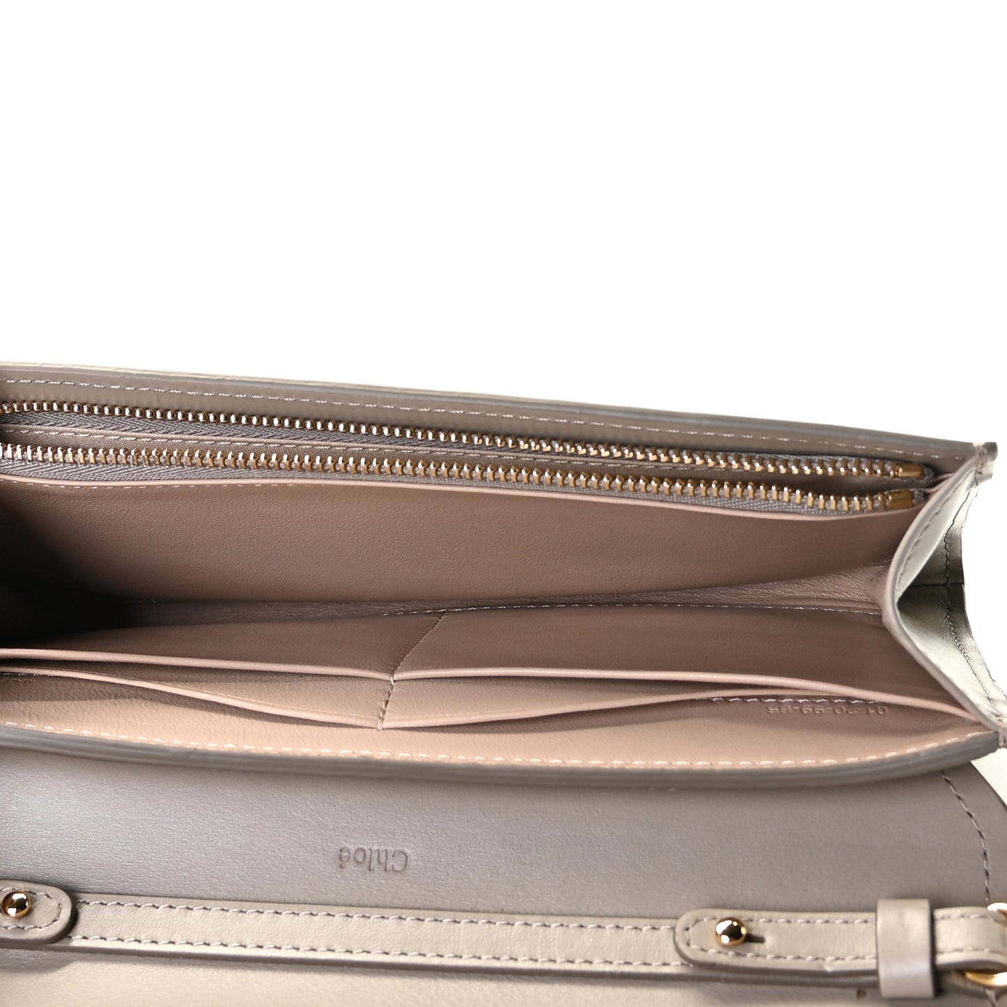 Grained Calfskin Aby Chain Wallet Motty Grey