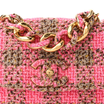 Chanel Wool Tweed Quilted Small Elegant Chain Flap Pink Brown 8 of 11