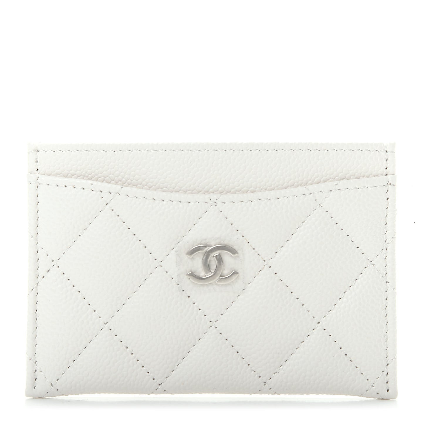 Caviar Quilted Card Holder White
