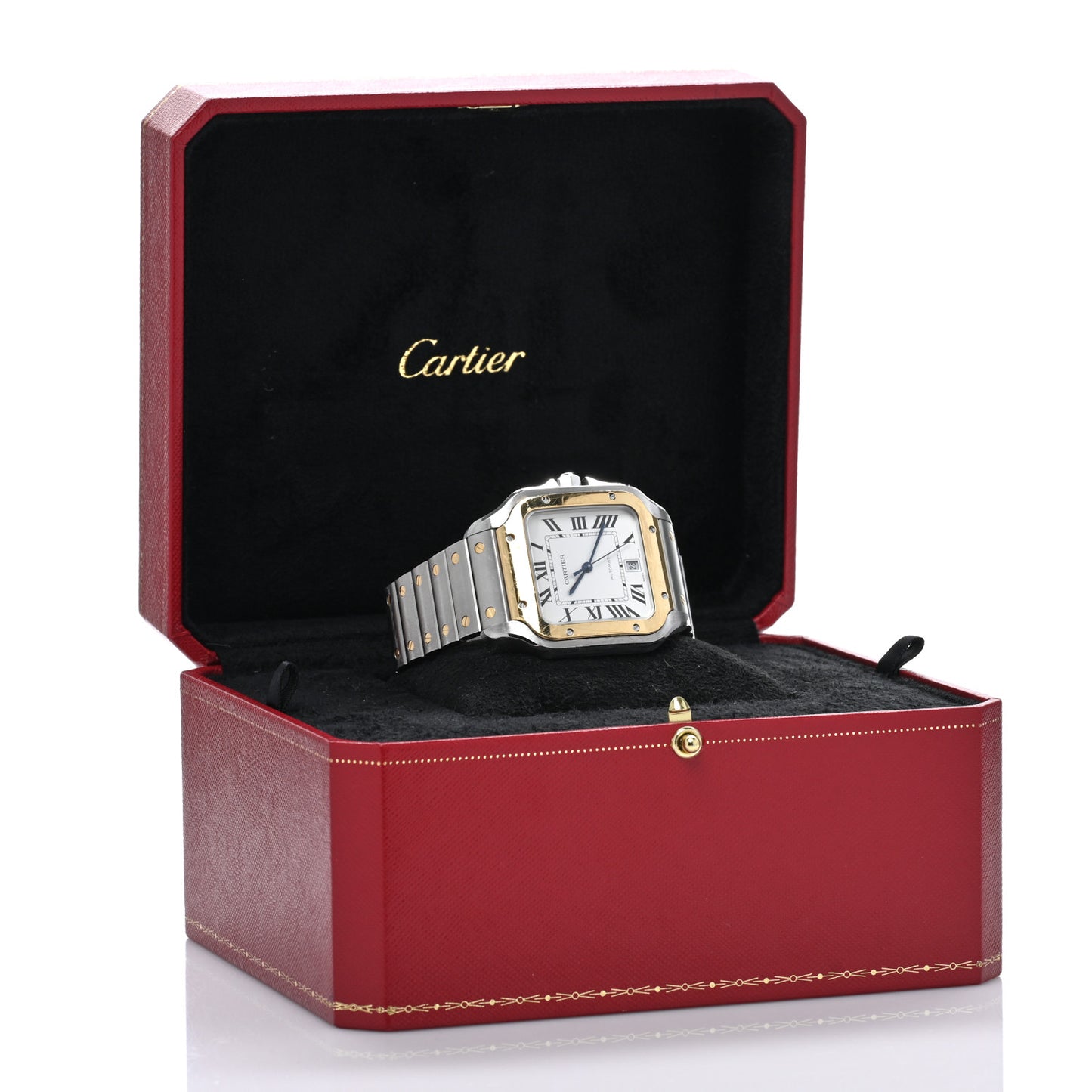 Stainless Steel 18K Yellow Gold 39.8mm Santos De Cartier Automatic Watch